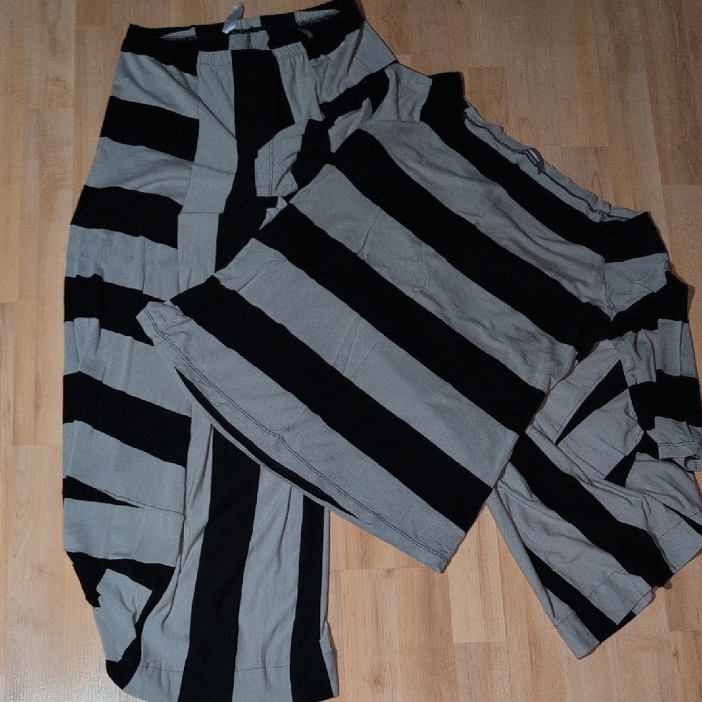 Black and Gray Striped Two-Piece Set